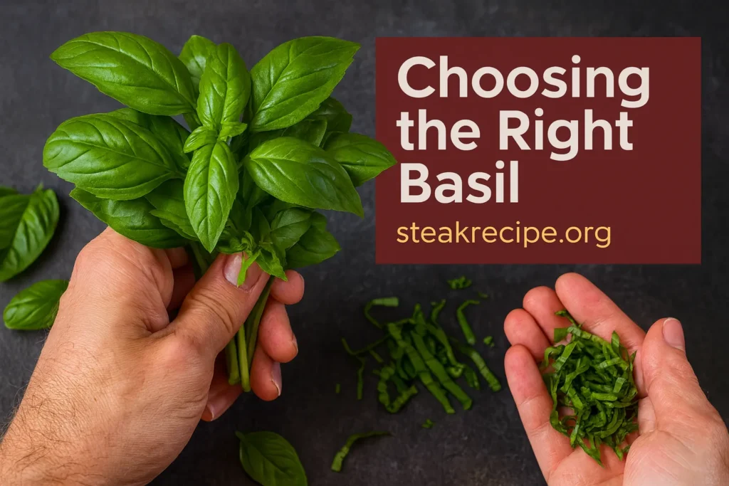 Right Chiffonade Basil