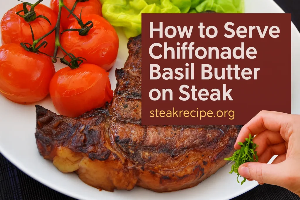 Chiffonade Basil Butter on Steak