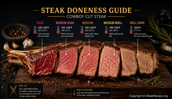 Cowboy Cut Steak Doneness Guide