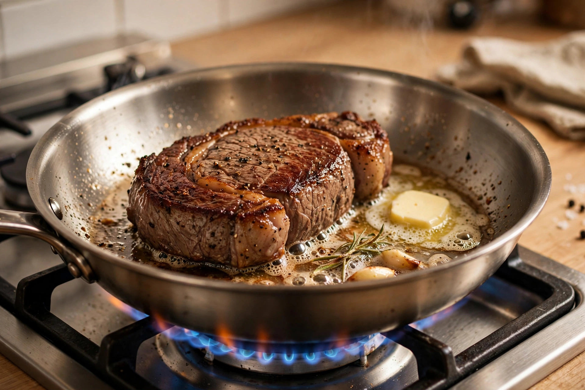 How to cook steak on stove without cast iron: searing a steak in a stainless steel skillet