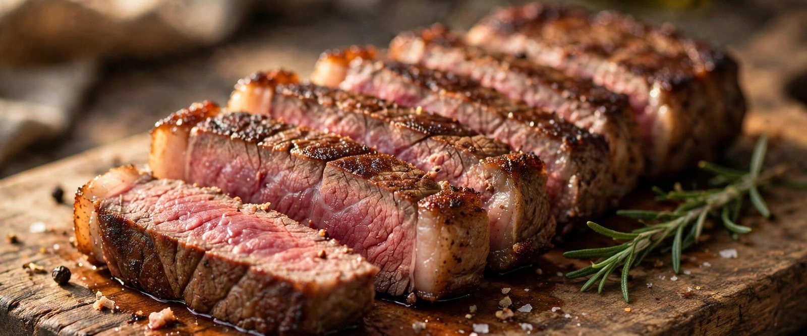 How to cook a Denver steak sliced medium rare on a cutting board