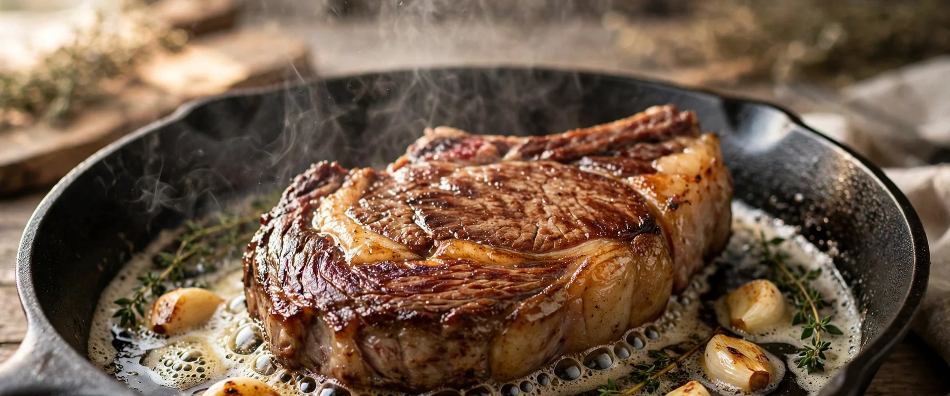 How to cook steak from frozen, searing in a cast iron skillet
